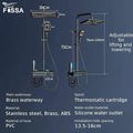 Fossa Brass Thermostatic LED Shower Panel Full Set Temperature Display Shower Set 4 Function, Mixer Shower System, Hand shower, Overhead Shower, Jet Spray For Bathroom Shower Set (Black)-4